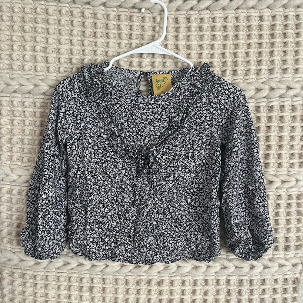 Floral Black and White Kids Top